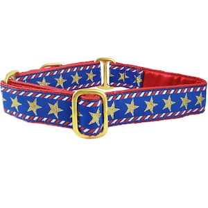1 Inch Martingale or Buckle Dog Collar | Red, White, Blue Stars & Stripes | Patriotic Fourth of July, Independence Day | Gift for Dog Lovers