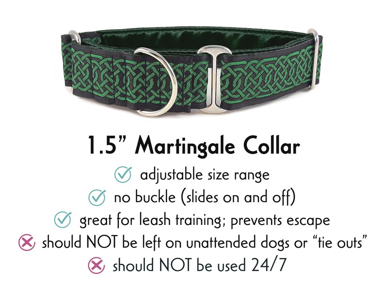 Black, Green Celtic Braid Dog Collar Martingale or Buckle Dog Collar