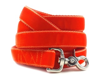 Orange Dog Leash - Velvet Dog Leash, Velvet Dog Lead, Dog Accessories, Dog Gift, Dog Lover Gift, Matching Leash, Custom Dog Leash