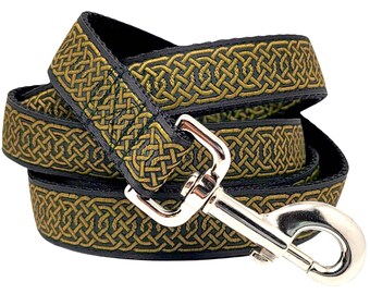 Old Gold & Black Celtic Braid Dog Leash - Wexford Dog Lead, Dog Accessories, Dog Gift, Dog Lover Gift, Matching Leash, Custom Dog Leash