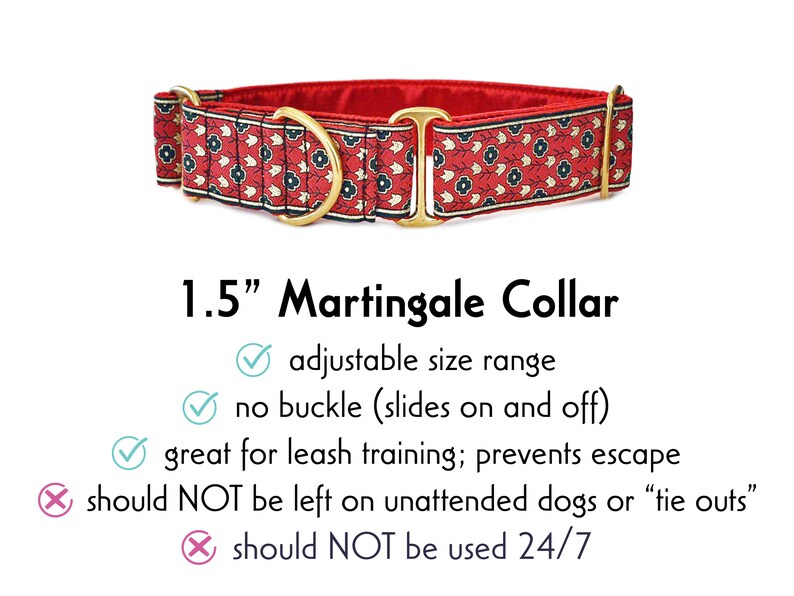 Red & Gold Stratford Floral Martingale Dog Collar by The Hound Haberdashery