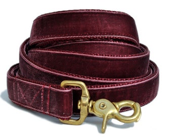 Burgundy Dog Leash - Velvet Dog Leash, Velvet Dog Lead, Dog Accessories, Dog Gift, Dog Lover Gift, Matching Leash, Custom Dog Leash