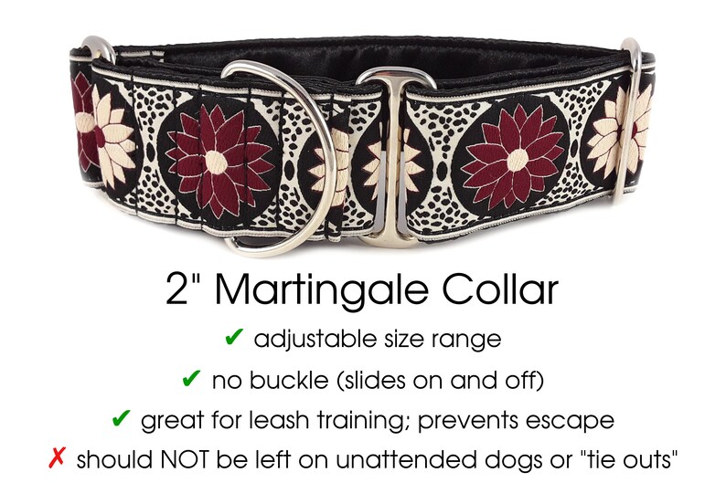 Burgundy Daisy Chains Dog Collar Martingale Collars or Buckle Etsy
