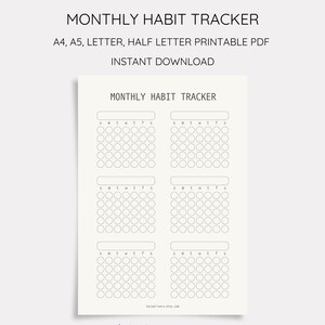 Monthly Habit Tracker Printable, Routine Tracker, Goal Tracker A4/Letter/A5/Half, Instant Download PDF