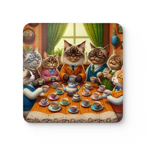 Cat Cork Coaster Set: Whimsical Home Decor, Gift for Cat Lovers