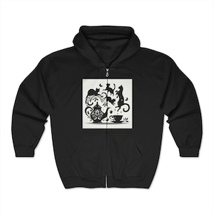Cat Lover Full Zip Hoodie: Embroidered Cat Mom Sweatshirt