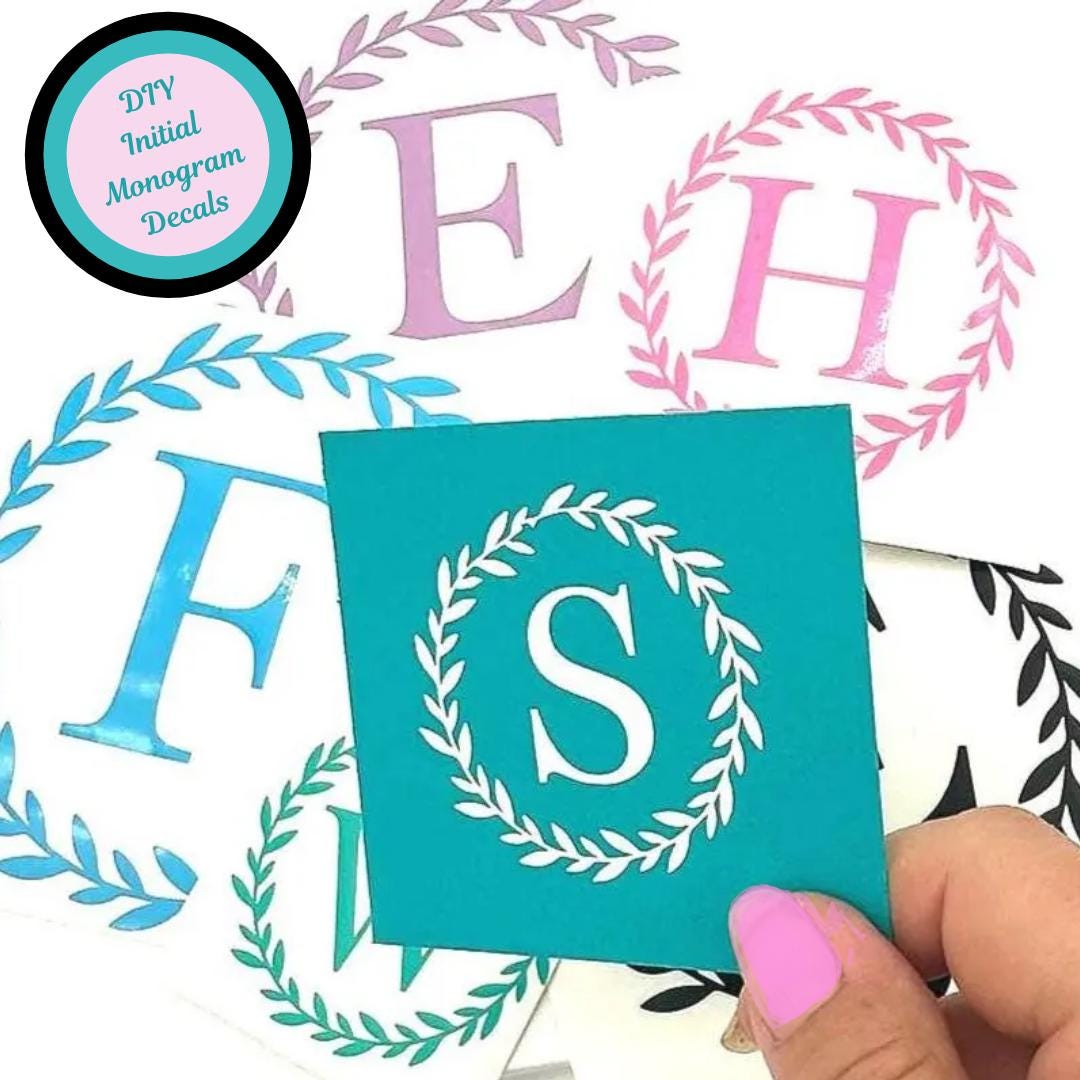 Custom Monogram Vinyl Decal Personalized Initial Sticker for Candles ...