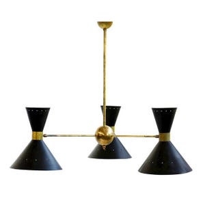 Mid-Century Italian Brass Pendant Chandelier — 1960s Vintage Light Fixture
