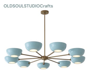 Brass Sputnik Chandelier: Mid-Century Modern 10-Arm Ceiling Light