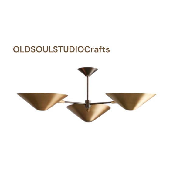 1950年代ミッドセンチュリー、真鍮製シムズ3灯スプートニク