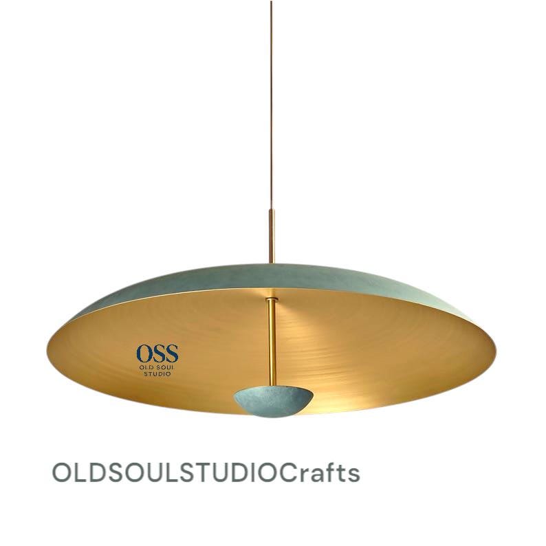 Verdigris Brass Sputnik Chandelier: Mid-Century Modern Pendant Light