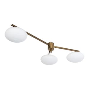 Metal Pendant Light – 1-Light Mid Century Modern Chandelier, Brass Finish, Customizable Height