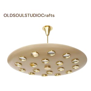Modern Brass Chandelier – 6-Light Italian Disk-Style Sputnik Pendant Fixture
