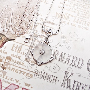 Camphor Glass Flower Necklace, Art Deco Jewelry Handmade, Gift for Women