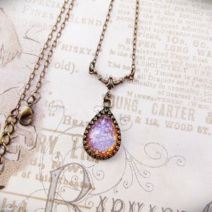 Pink Fire Opal Necklace, Victorian Jewelry Handmade, Vintage Style Women's Gift