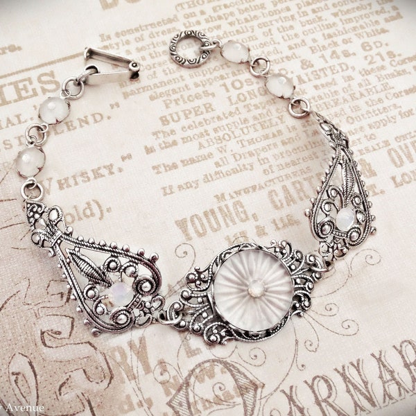 Camphor Glass Bracelet, Art Deco Jewelry Handmade, Vintage Estate Style Gift for Women