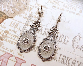 Baroque Style Camphor Glass Earrings, Art Deco Jewelry Handmade,  Women's Gift