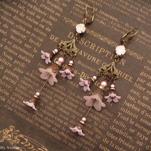 Pink Flower Chandelier Earrings: Vintage Victorian Style