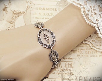 Filigree Camphor Glass Bracelet, Art Deco Jewelry Handmade, Vintage Estate Style Gift for Women