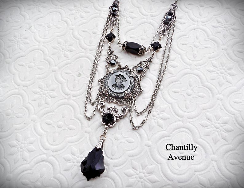 Gothic Cameo Necklace Victorian Jewelry Handmade