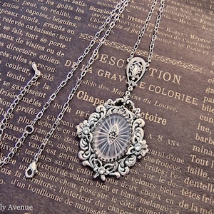 Victorian Style Camphor Glass Lavalier Necklace