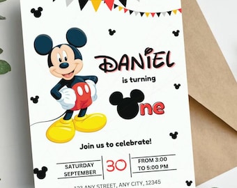 Editable Mickey Mouse Clubhouse Birthday Invitation Template: Editable Canva Template ( Digital Download )