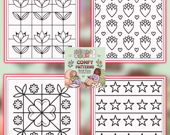 Coco Wyo Comfy Patterns Book PDF – 40 Printable Pages for Kids & Adults, Instant Digital Download, Bold and Easy Coloring Book