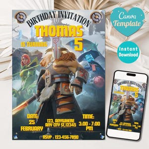 Birthday invitation Dota instant download digital invite Dota card themed invitation for birthday party pokecard pikachu