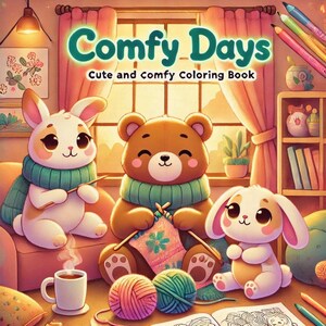 Comfy Days Coloring Book – 45 Cute & Easy Pages | Fun Printable PDF for Kids and Adults | Relaxing Digital Coloring Activity