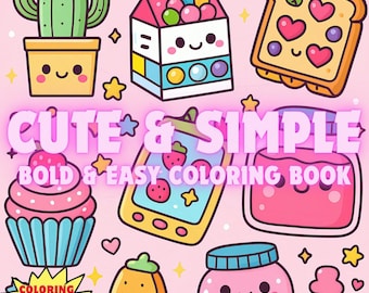 CoCo Wyo キュートでシンプルな塗り絵ブック PDF – 子供と大人向けの印刷可能なページ 540 ページ、即時デジタルダウンロード、大胆で簡単な塗り絵ブック