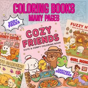 Cute & Cozy Coloring Collection | 200 Printable Pages in 1 PDF | Fun Digital Art for Kids and Adults | Coco Wyo cute and comfy