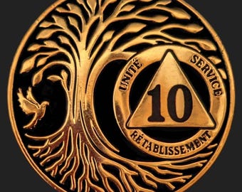 Jeton/Médaille de sobriété en français : « bonheur » 1 - 30 ans