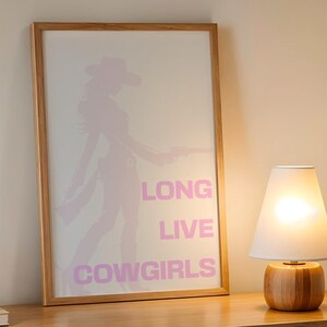 Long Live Cowgirls Art Print, Pink Poster Cute Summer Wall Art, Trendy House Decor, Coastal Cowgirl Print, Dorm College Pic Digital Download