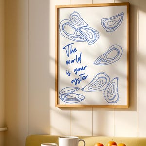 Blue Oyster Coastal Print: Trendy Summer Dorm Decor (Digital Download