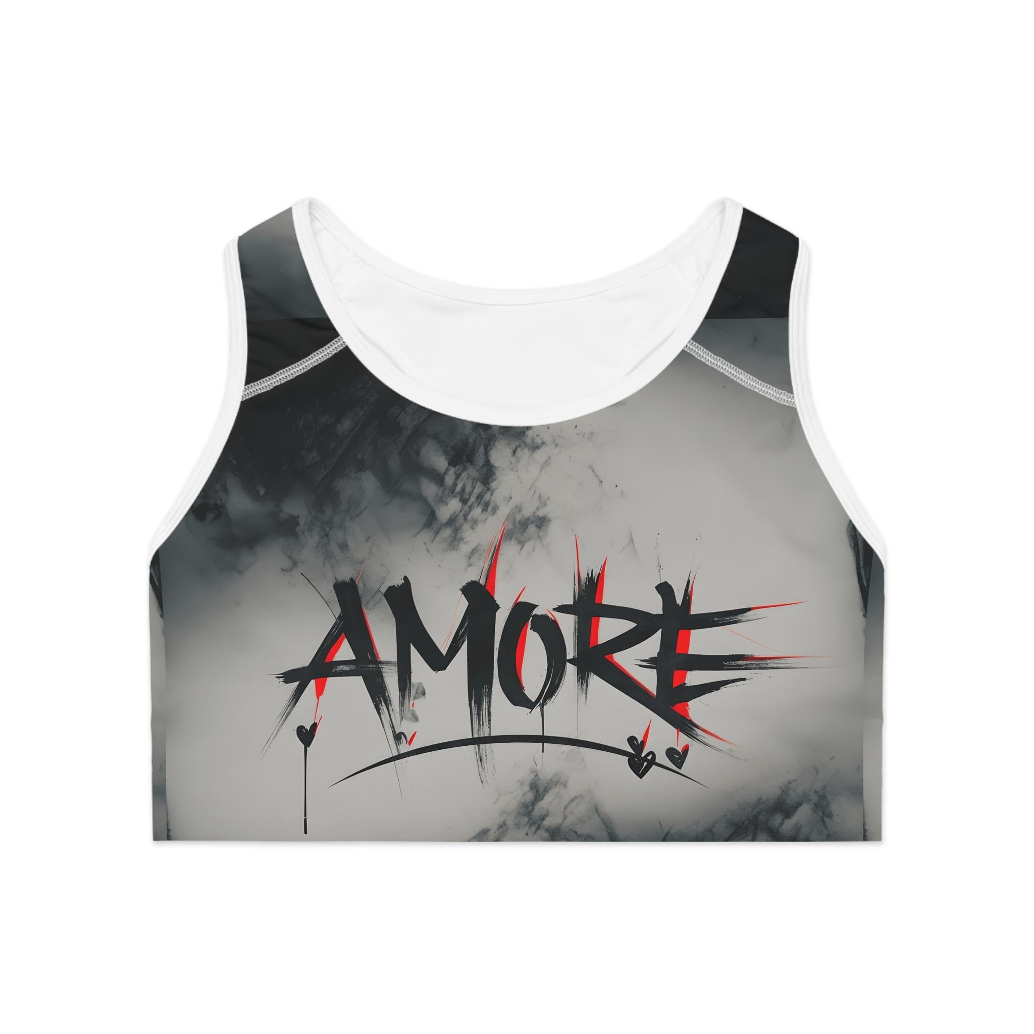 Discover AMORE Graffiti Sports Bra | High-Impact Streetwear Activewear