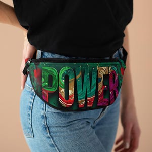Vibrant Power Fanny Pack, Colorful Hip Bag, Trendy Waist Bag, Festival Accessory, Unisex Utility Pouch, Statement Piece for Everyday Use