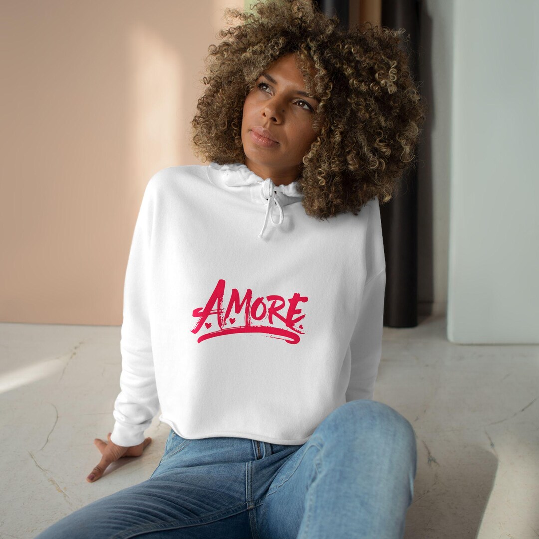 AMORE Script Logo Crop Hoodie | Pink Handlettering - Etsy