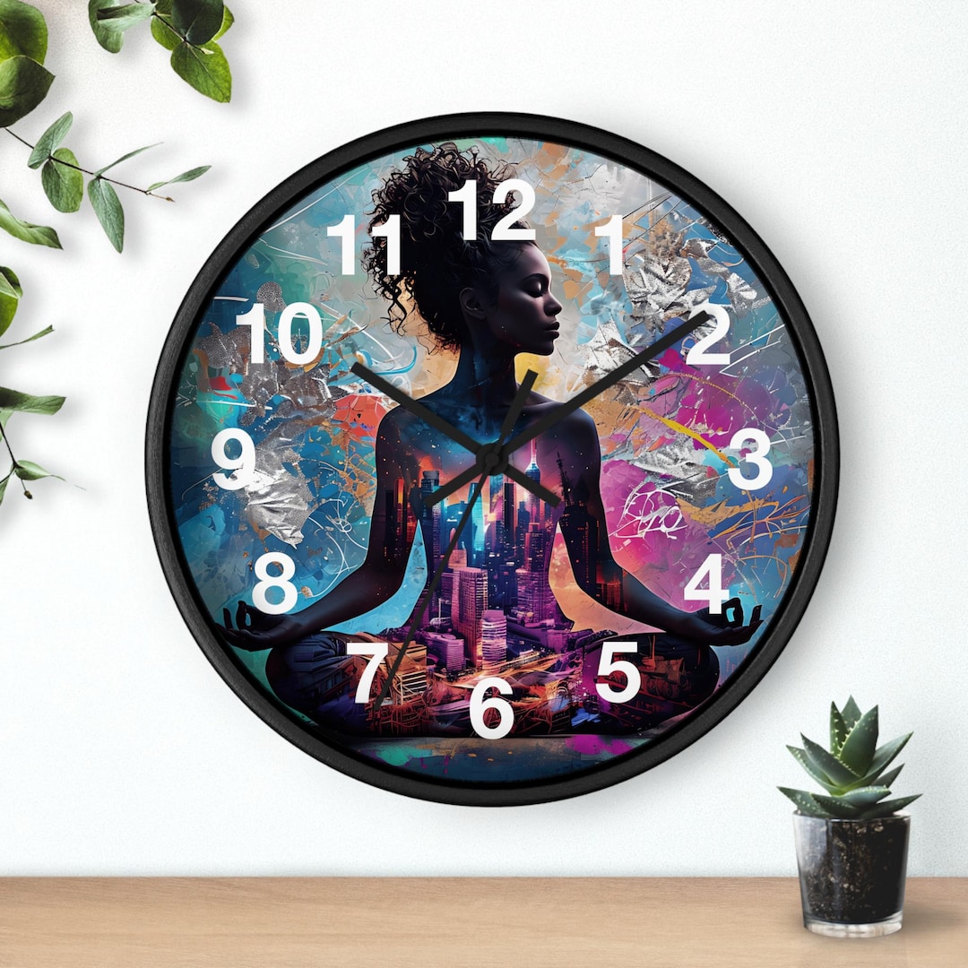 Meditating Clock Meditative Bohemian Wall Clock: Yoga Home Decor, Serenity Timepiece - Etsy