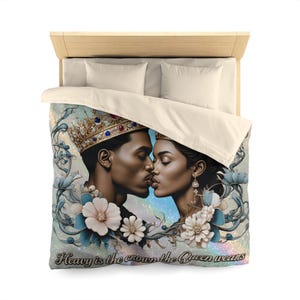 Afrocentric King & Queen Duvet Cover: Regal Black Love Bedding Set