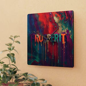Prosperity Colorful Acrylic Wall Clock Vibrant Art Decor for Home, Prosperity Theme, Modern Wall Decor, Unique Gift Idea, Office Decoration
