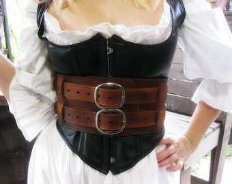 Pirate Wench's Leather 2-Strap Warrior / Corset Belt