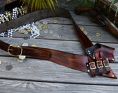 2 Inch Buckled Leather Pirate Pistol and Sword Baldric