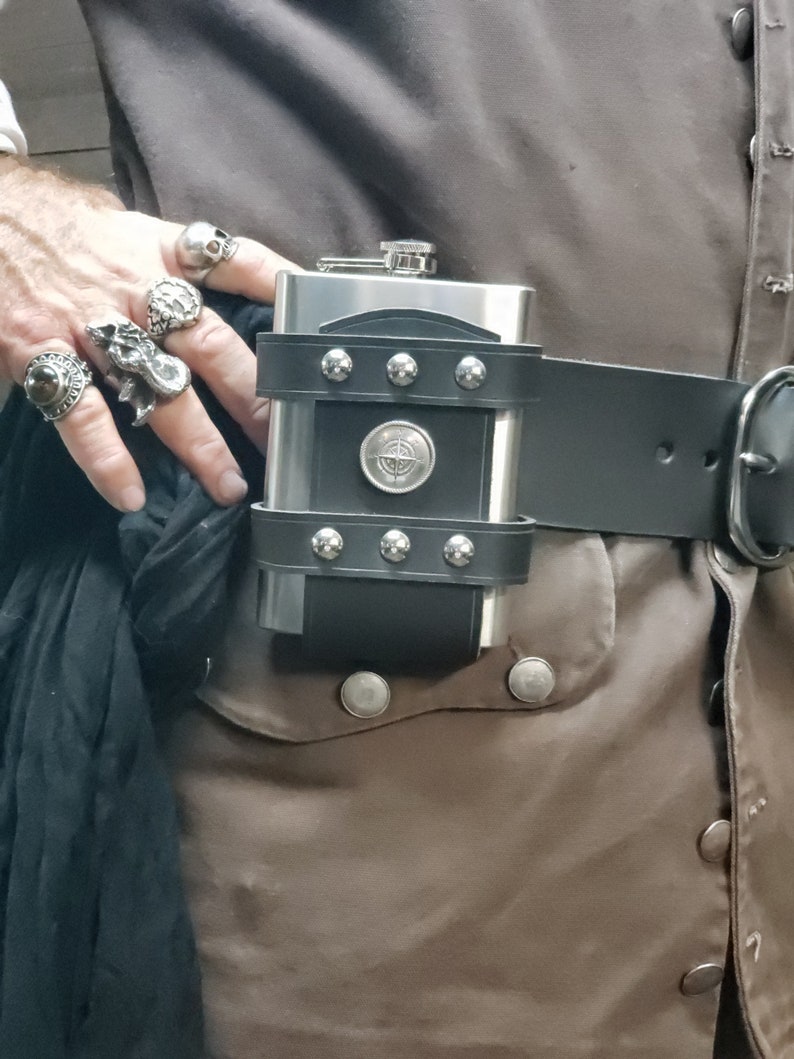 12 Oz Leather Hip Flask Holder With Bonus Flask Etsy