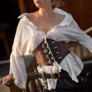 Romantic Leather Waist Cincher Pirate Corset