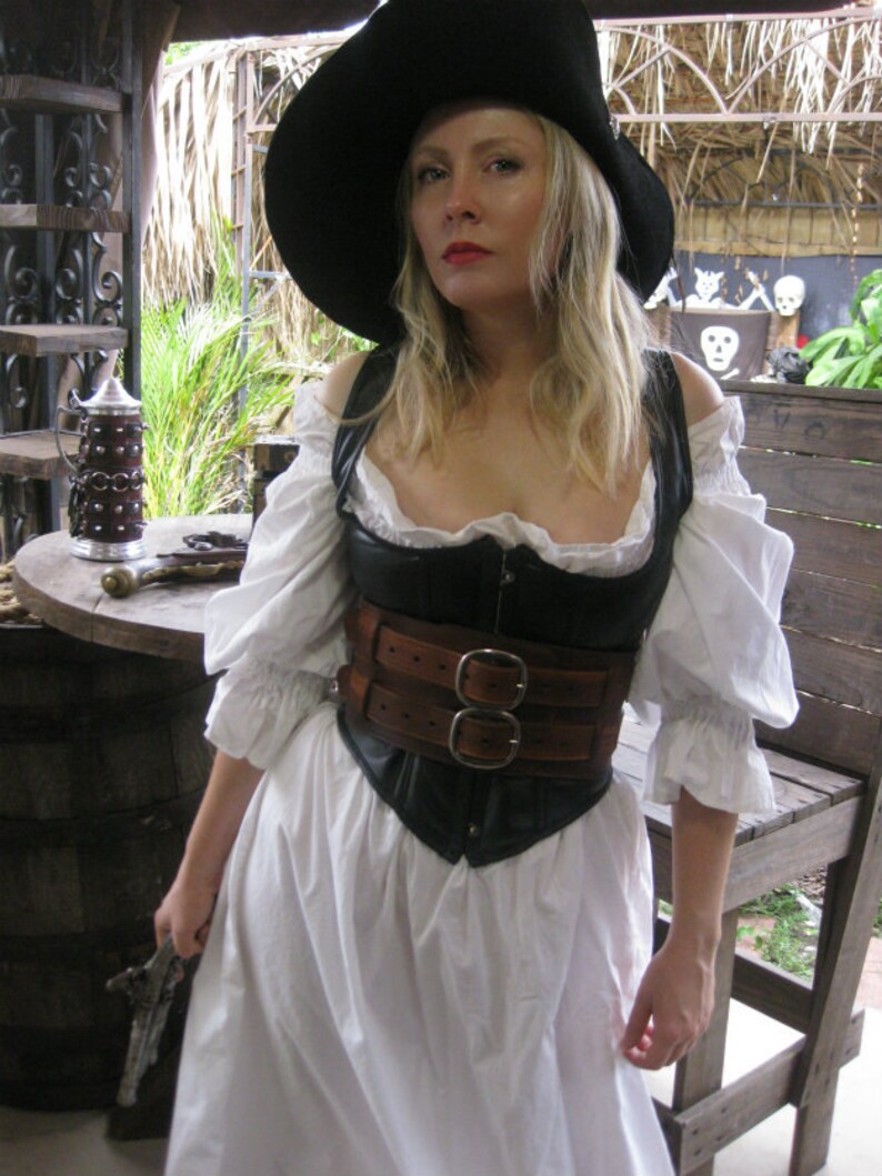 Pirate Wench's Leather 2-Strap Warrior / Corset Belt image 2