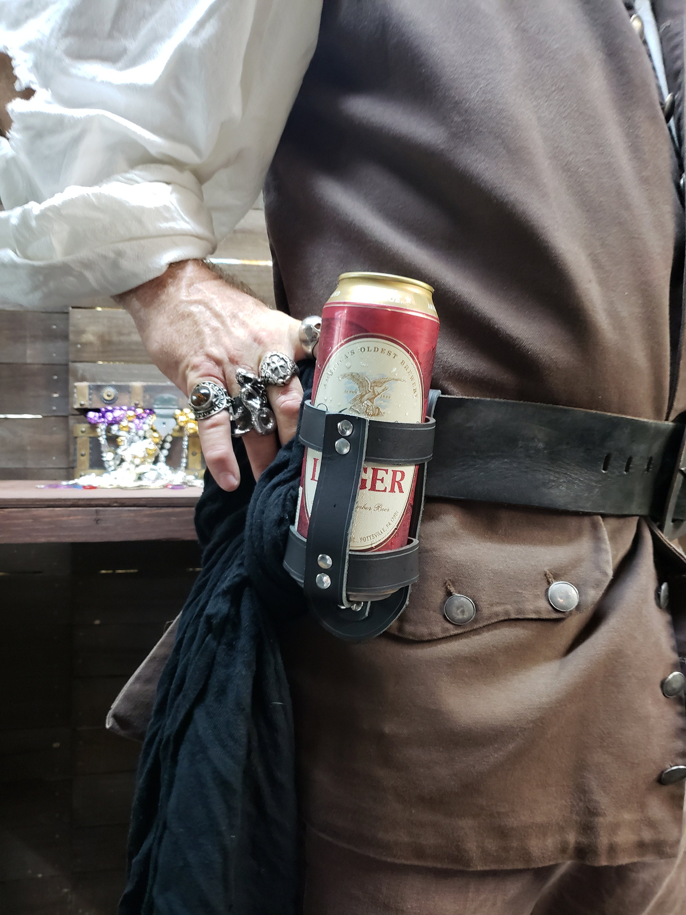 Leather Drink Slings Beer Holster Accessory, Beer Belt, Beverage Holster 