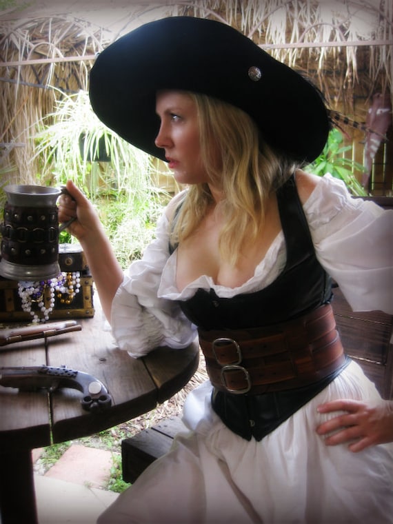 Pirate Wench's Leather 2-strap Warrior / Corset Belt 