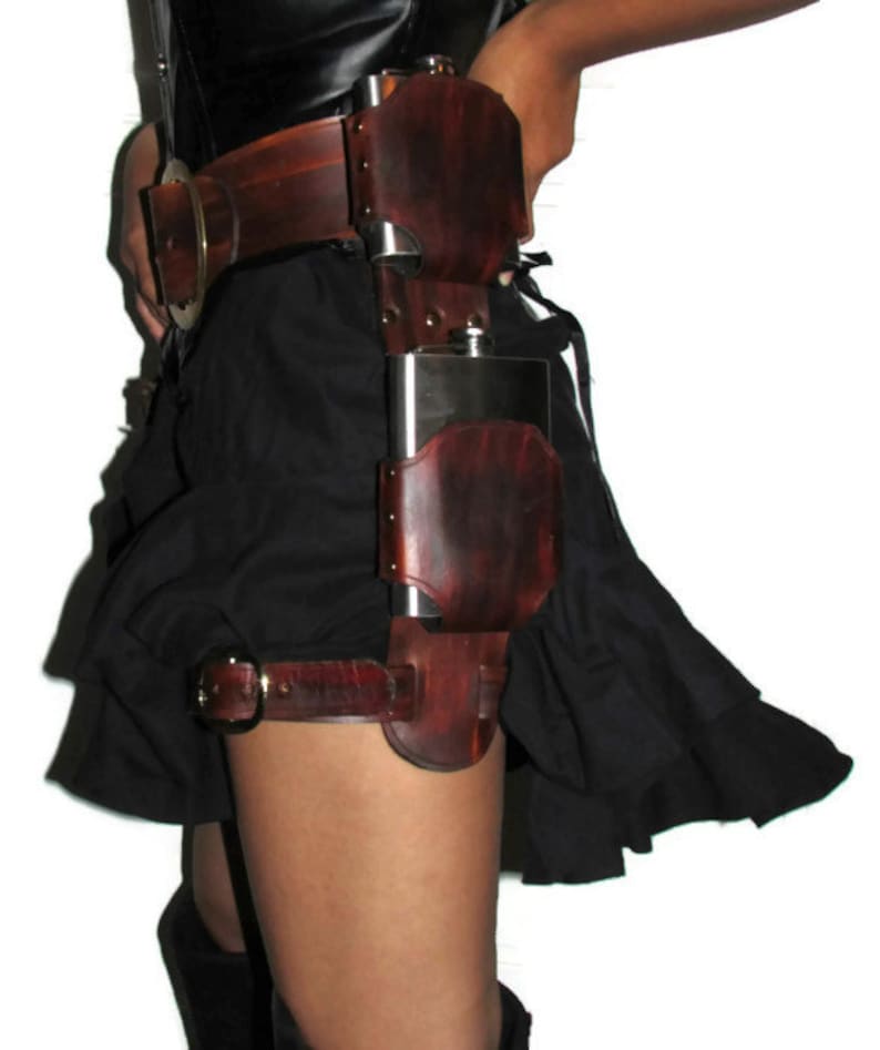 Leather Double Flask Leg Holster Etsy