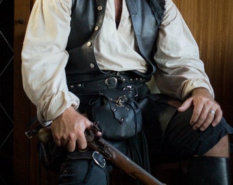 Black Leather Sporran / Pirate / Biker Belt Bag