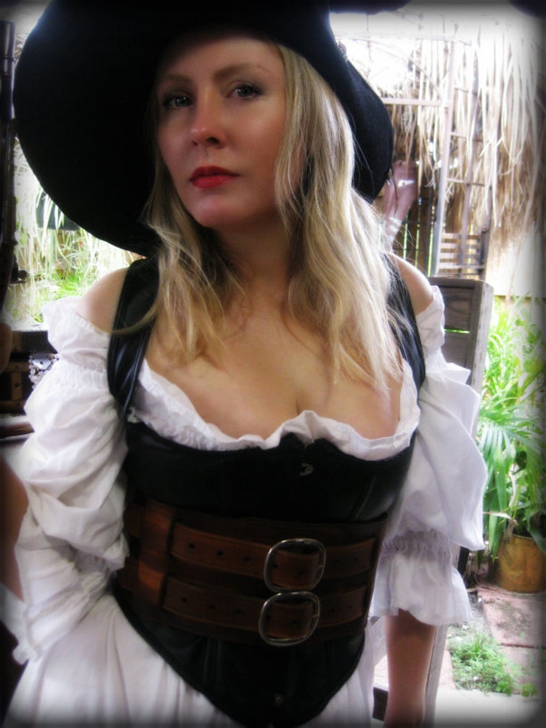 Pirate Wench's Leather 2-Strap Warrior / Corset Belt image 3